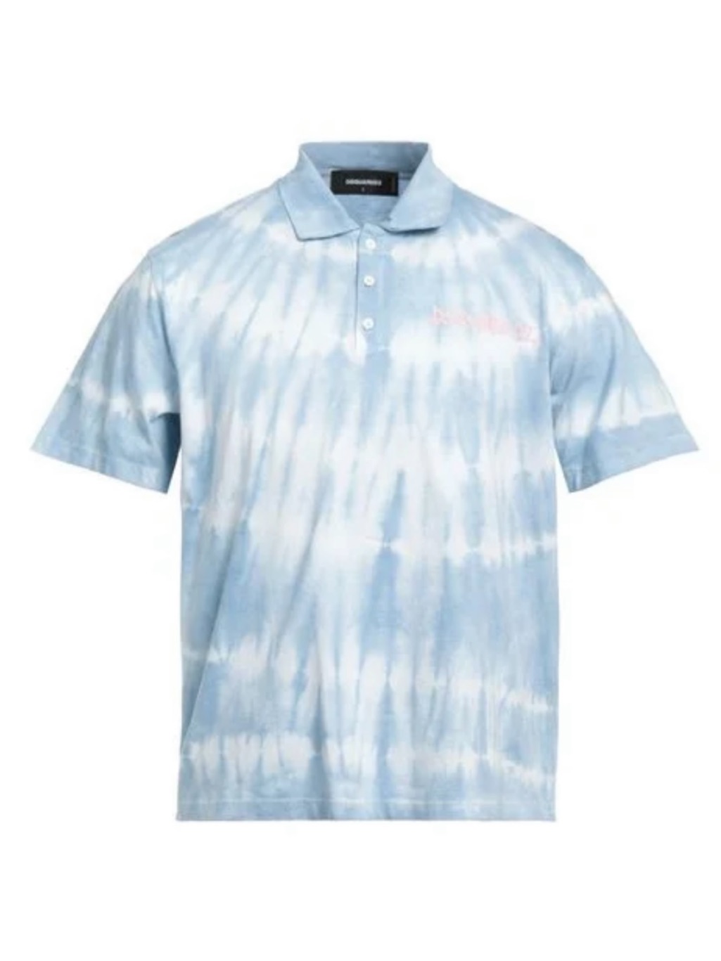 Dsquared2 Tie-Dyed Light Blue & White, Pink Logo Polo Shirt Nwt Sz Lg Ret $480